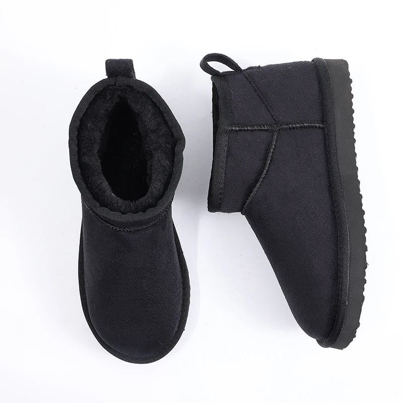 Luxury Winter Short Plush Snow Boots Cotton Shoes New Anti-suede Women Boots Casual Flat Nonslip Cotton Boots Mini Fur Boots